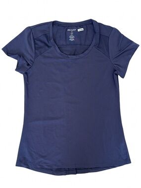 EUC Women’s Marika Tech Short Sleeve Activewear Top Navy Indigo Sz M Yoga